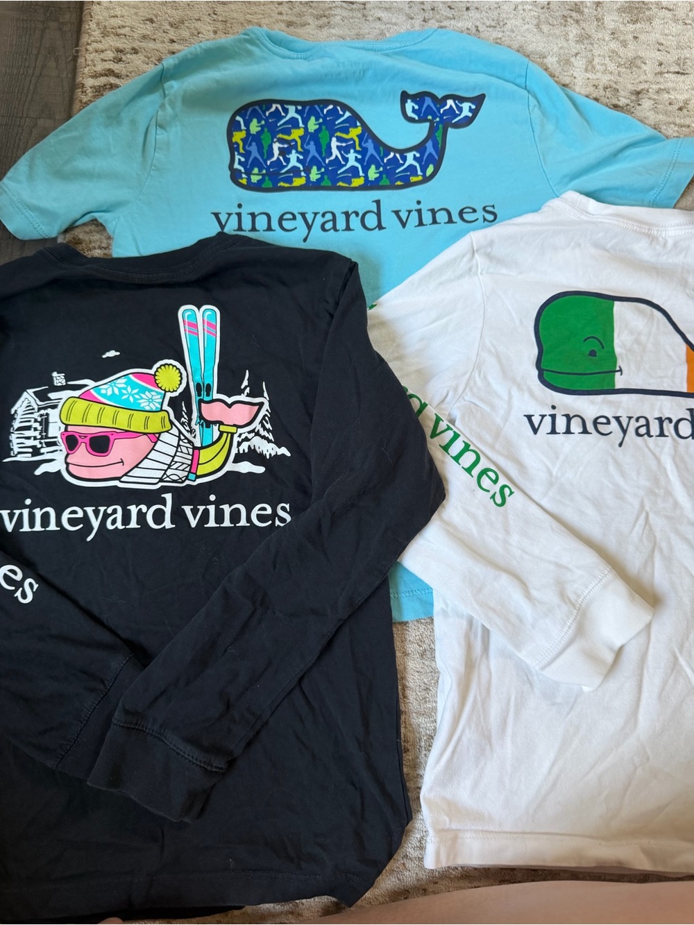 6 - Vineyard Vines Kids Long-Sleeve Tees Trio set of 3